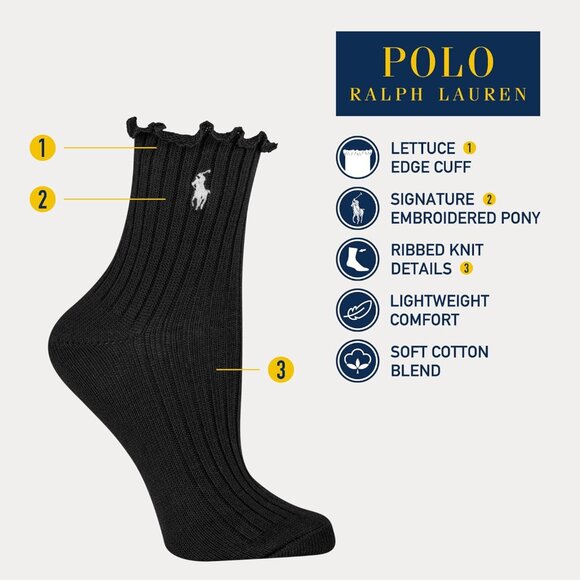 Women's Lettuce Edge Ankle Socks Cotton 1 Pair Soft Ribbed Elegant Comfort - Picture 4 of 7